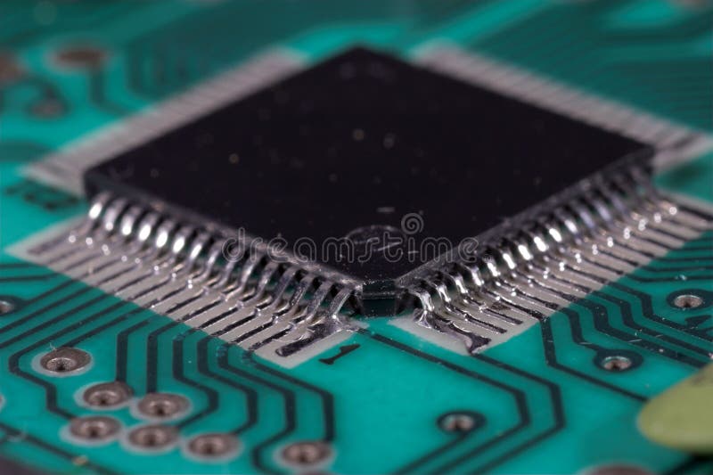 Processor situated on green background, increase, close-up. Close up microprocessor green circuit board stock images, royalty-free photos and pictures