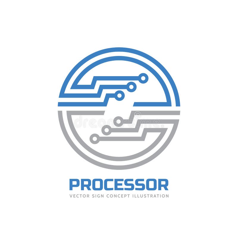 Processor CPU - vector logo template for corporate identity. Abstract computer chip sign. Network, internet technology concept vector illustration
