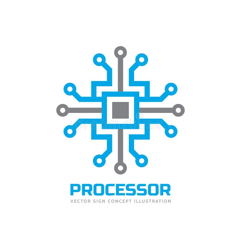 Processor CPU - vector logo template for corporate identity. Abstract computer chip sign. Network, internet technology concept. vector illustration