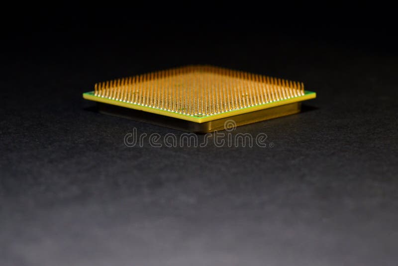 Processor of personal computer on a dark background. Copy space around royalty free stock photography