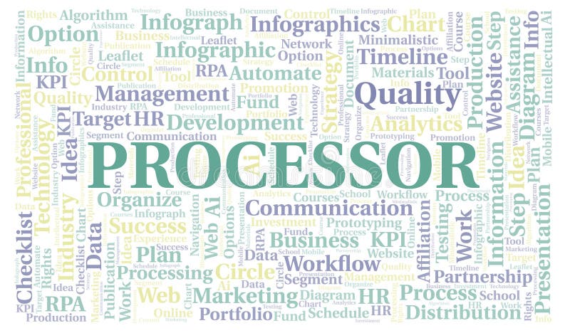Processor typography word cloud create with the text only. vector illustration