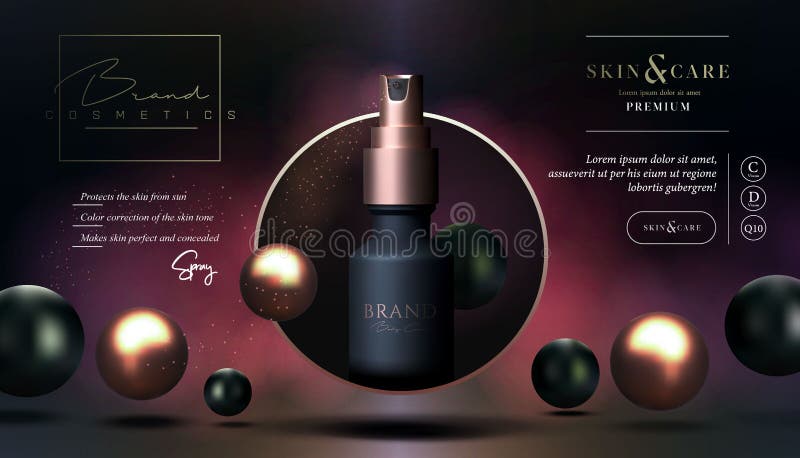 Prodotti cosmetici per la cura della pelle spruzzati, lozione, gel di lavaggio o detergenti in bottiglia bianca con pompa Poster illustrazione vettoriale