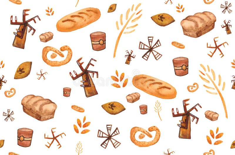 Prodotti della panificazione, stampa bollente Modello senza cuciture della pasticceria Fondo sveglio della cucina illustrazione vettoriale Prodotti della panificazione, stampa bollente Modello senza cuciture della pasticceria Fondo sveglio della cucina illustrazione vettoriale