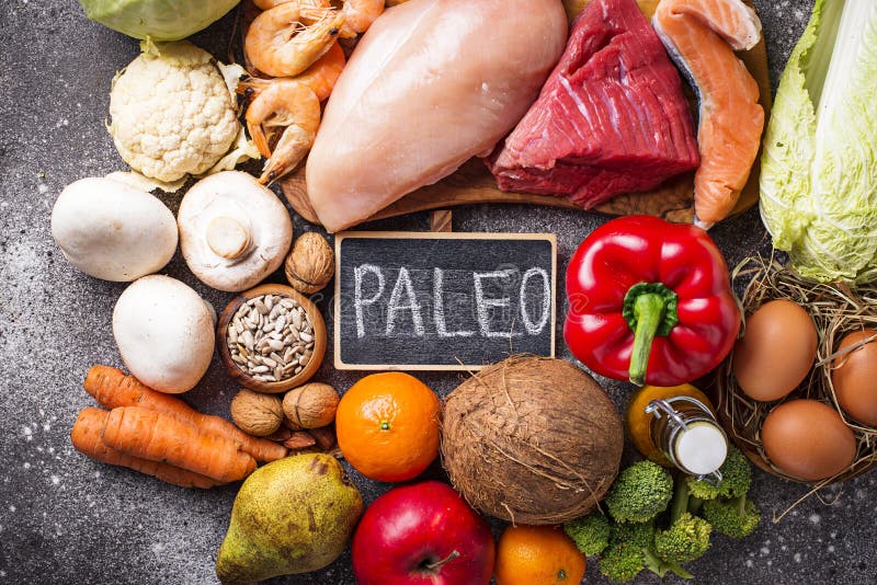 Prodotti sani per la dieta di paleo fotografia stock libera da diritti Prodotti sani per la dieta di paleo fotografia stock libera da diritti