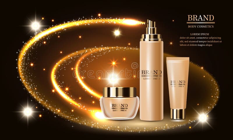 Prodotto di bellezza dei cosmetici, cura di pelle premio della crema dello spruzzo del corpo, manifesto di progettazione del mode royalty illustrazione gratis