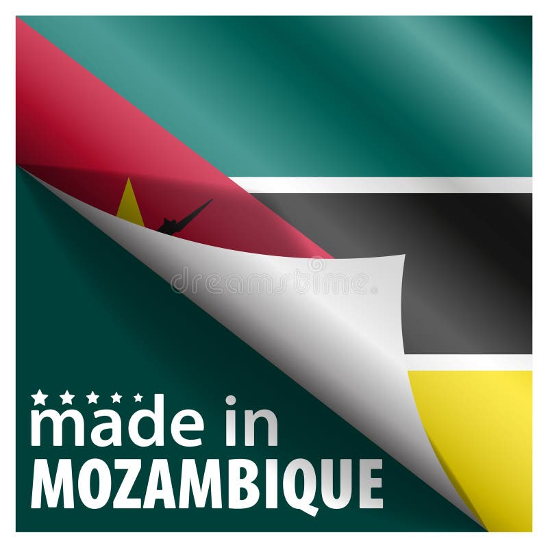 Prodotto in grafica e etichetta in mozambico illustrazione di stock