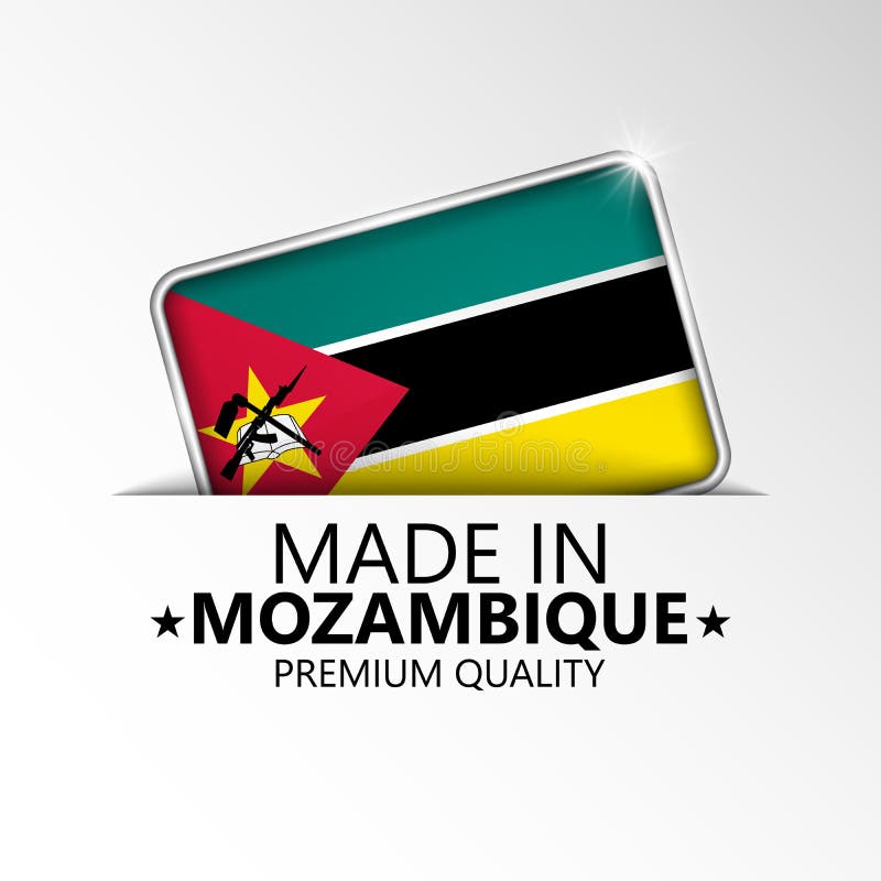Prodotto in grafica e etichetta in mozambico illustrazione vettoriale