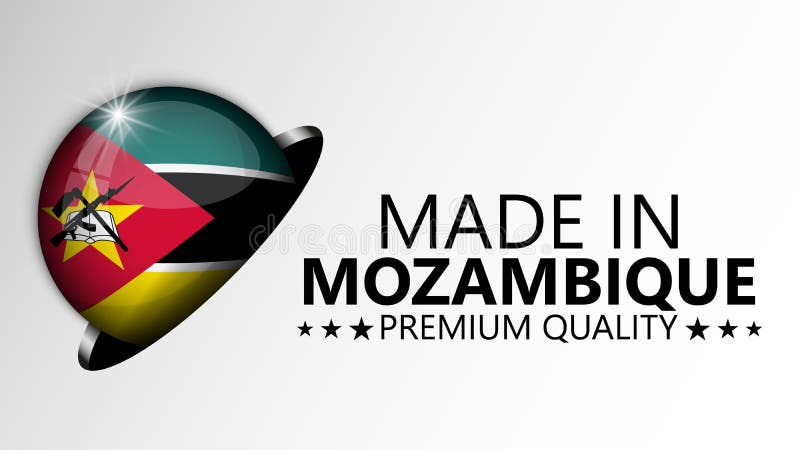 Prodotto in grafica e etichetta in mozambico illustrazione vettoriale