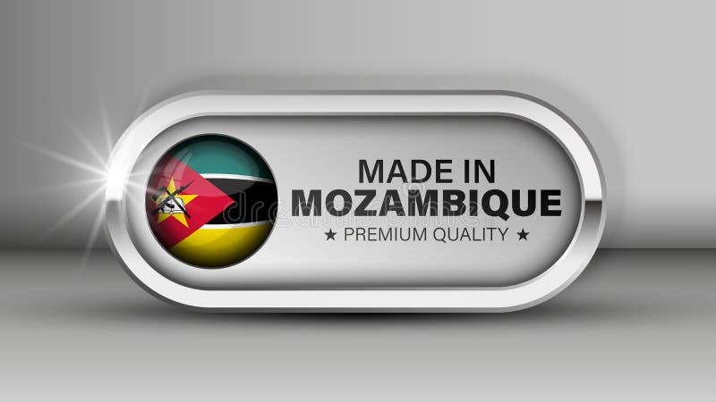 Prodotto in grafica e etichetta in mozambico illustrazione di stock
