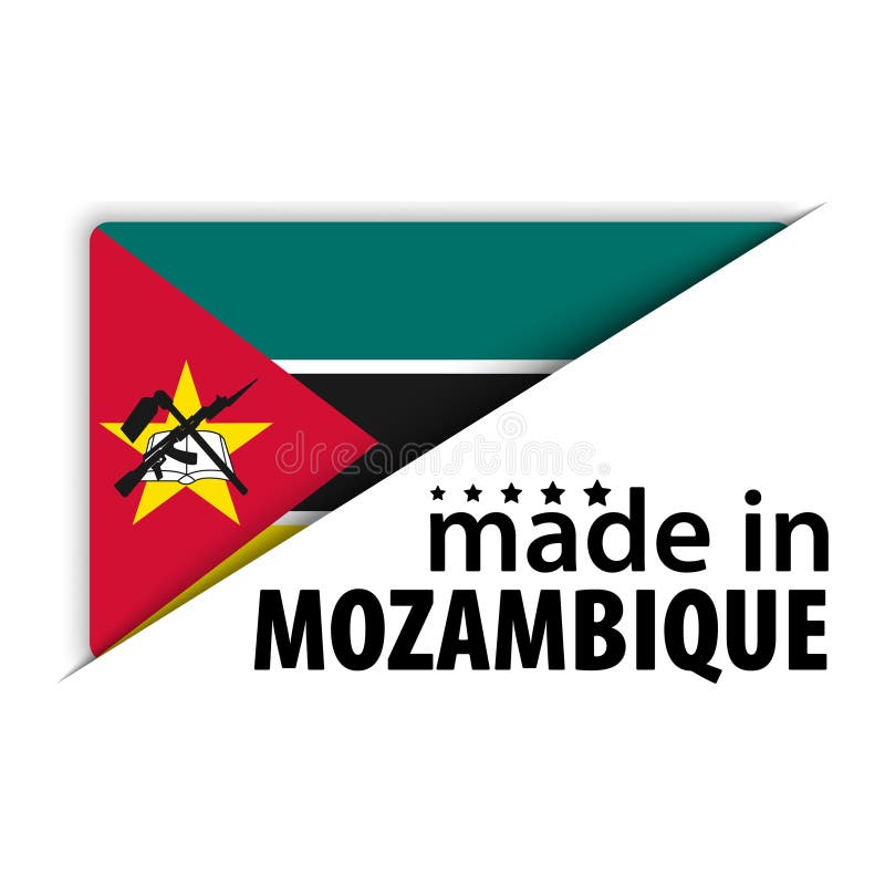 Prodotto in grafica e etichetta in mozambico illustrazione di stock