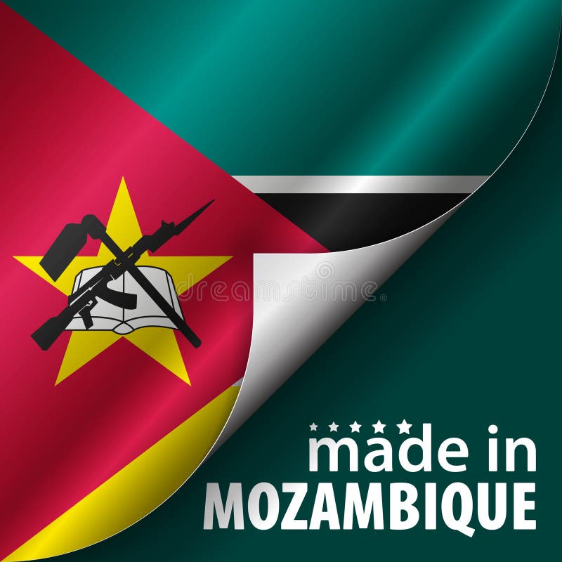 Prodotto in grafica e etichetta in mozambico illustrazione di stock