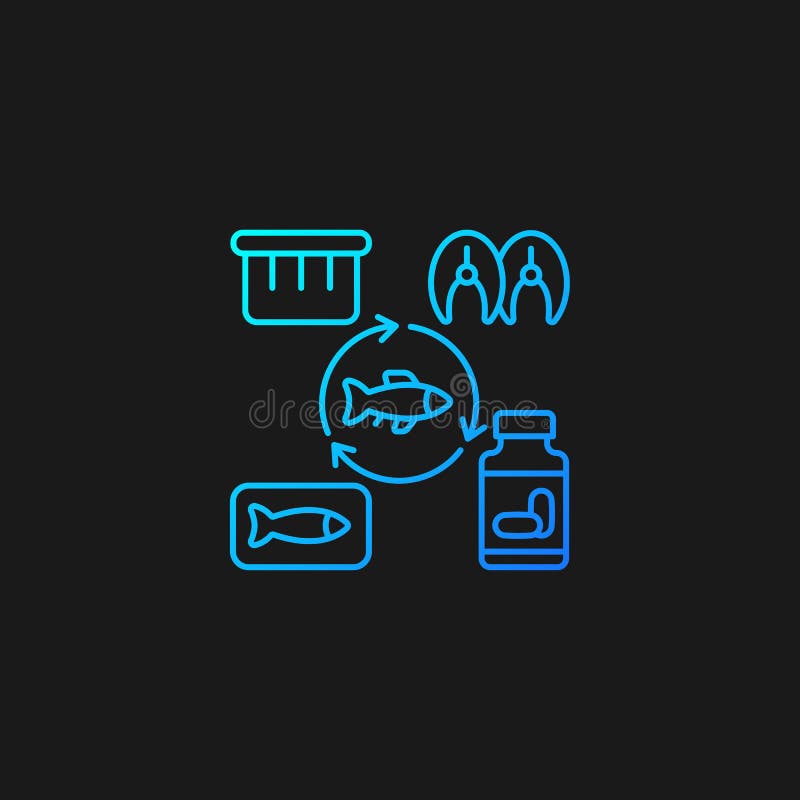 Producir productos de pescado gradiente icono vector para el tema oscuro ilustración del vector