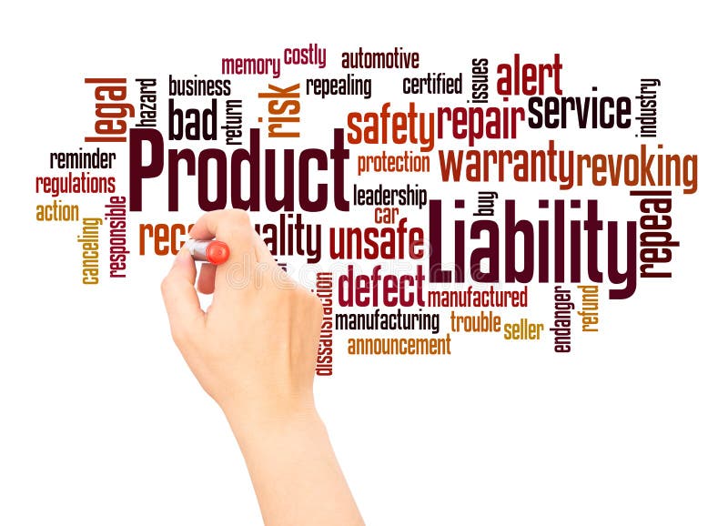 Product Liability word cloud hand writing concept on white background