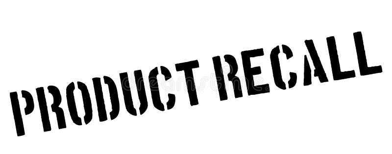 Product recall black rubber stamp on white. Print, impress, overprint