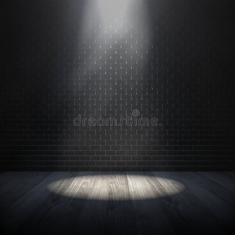 Product Showcase Background. Empty Space on Black Wooden Surface and Black  Brick Wall with a Spotlight and Light Smoke or Fog Stock Illustration -  Illustration of grunge, platform: 190438333