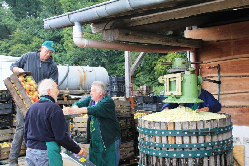 Production of apple juice in Steinsel. Luxembourg