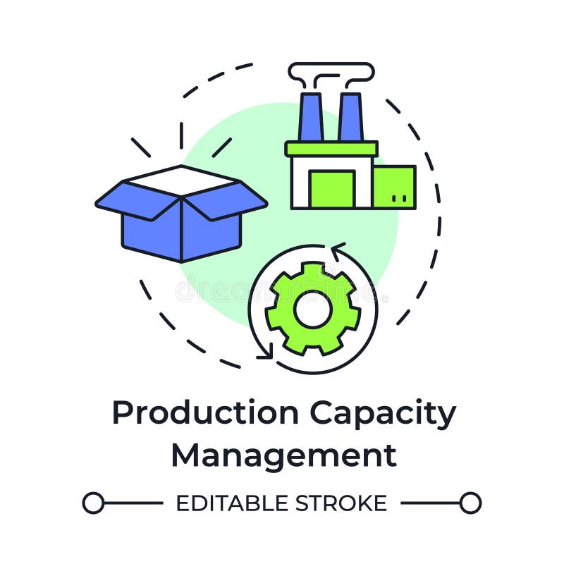 Production capacity management multi color concept icon vector illustration