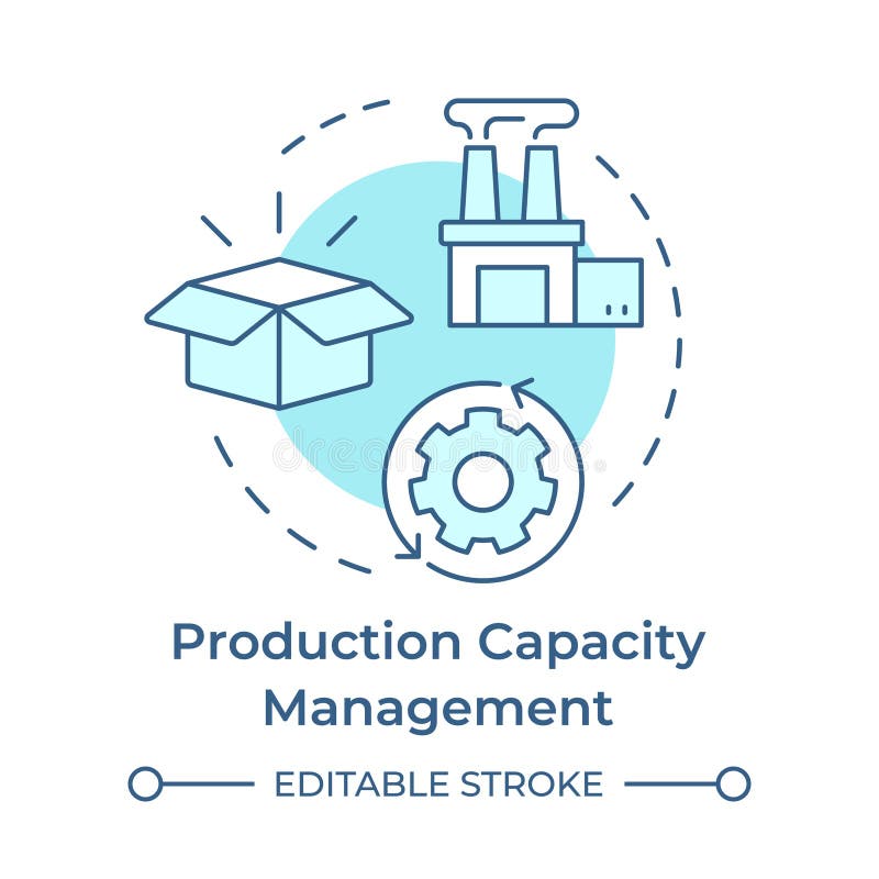 Production capacity management soft blue concept icon stock illustration