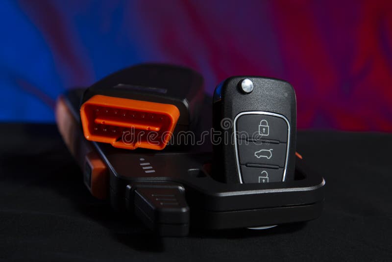 Production of Car Keys, Programming of Car Keys and Repair Stock Image