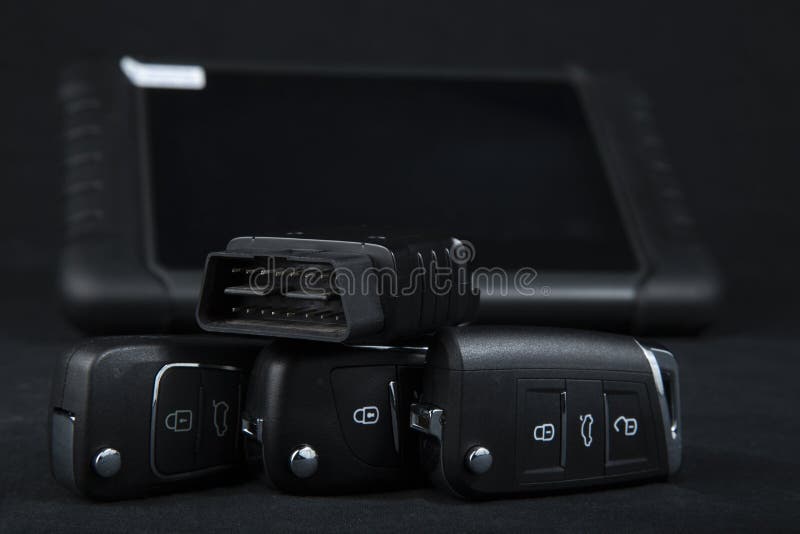 Production of Car Keys, Programming of Car Keys and Repair Stock Photo
