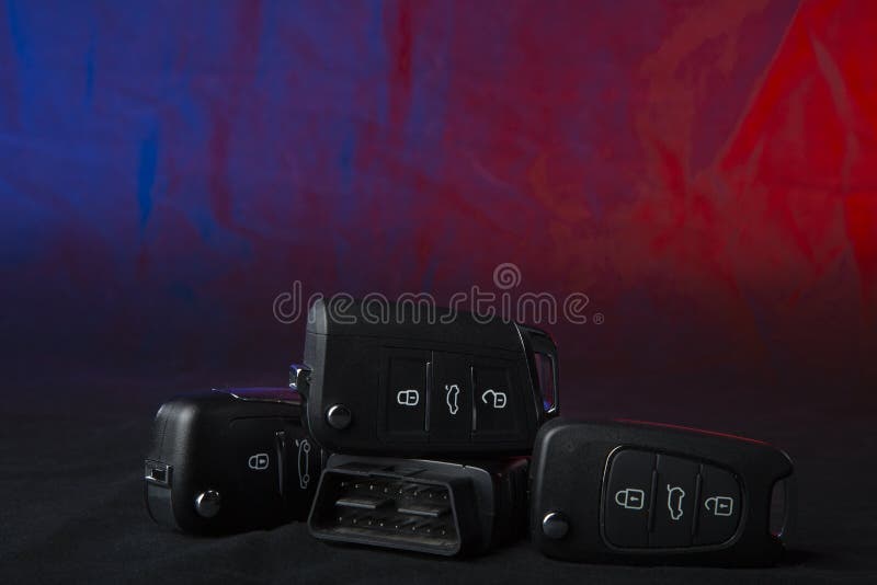 Production of Car Keys, Programming of Car Keys and Repair Stock Photo