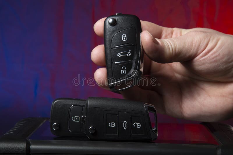 Production of Car Keys, Programming of Car Keys and Repair Stock Photo