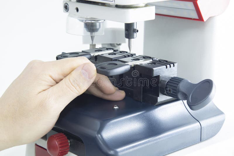 Production of Car Keys on a Specialized Key Machine Stock Photo Image