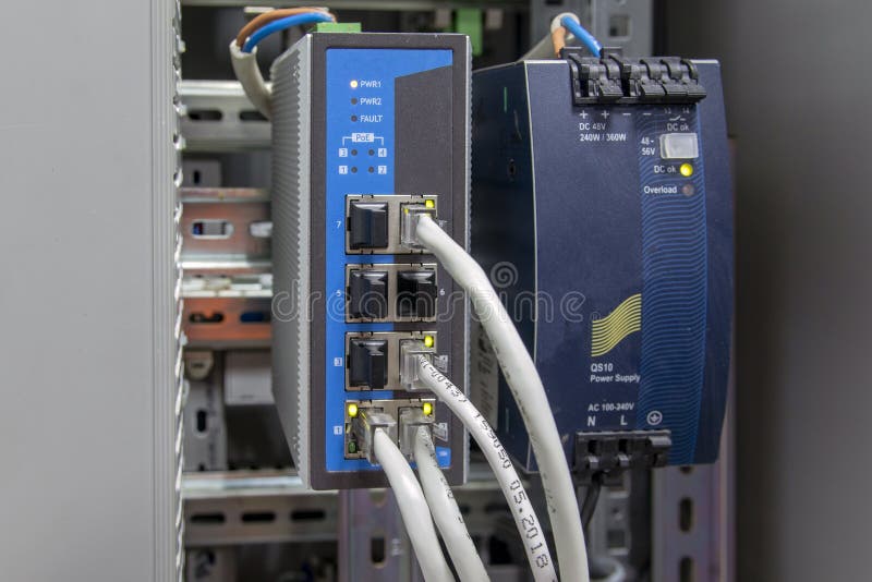 Production equipment control controller. Control panel with sensors and wiring for automatic control systems. Electrical panel for royalty free stock image