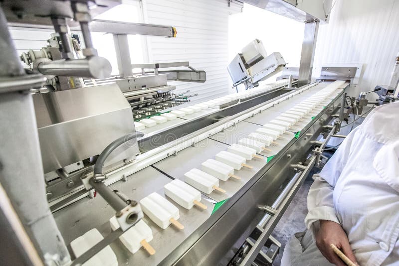 Production of ice-cream at factory royalty free stock images