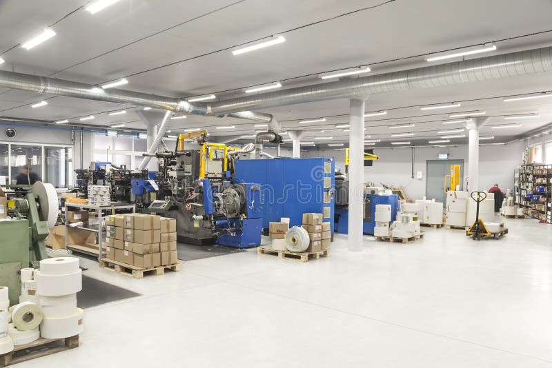 Production Line for Print Label; Stock Photo Image of news, fragile