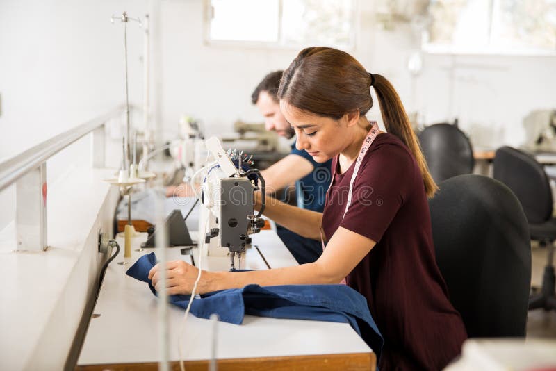 Production Line in a Textile Factory Stock Image Image of employee