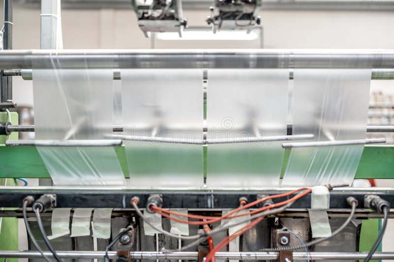 Production of Plastic Bags in the Factory Stock Photo Image of