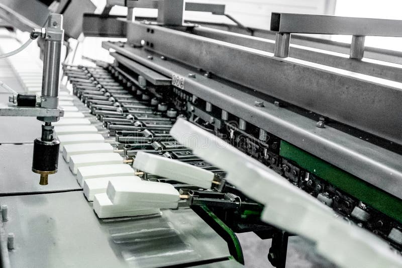 Production of ice-cream at factory stock photos