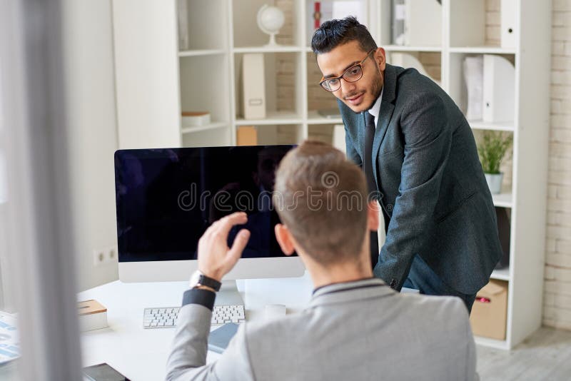 Productive Discussion of Joint Project stock photo Productive Discussion of Joint Project stock photo