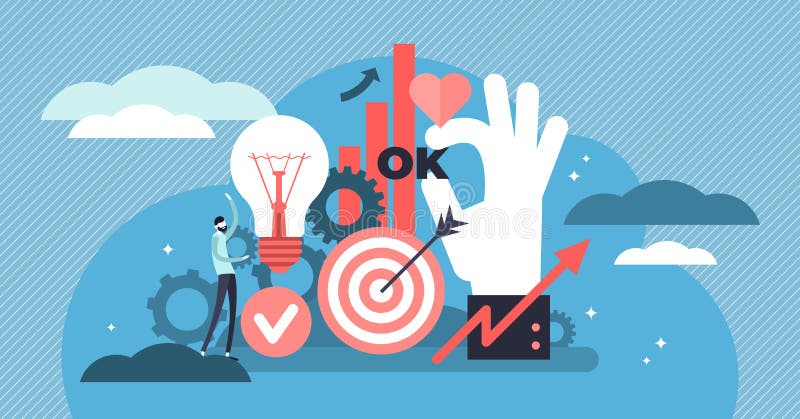 Productiviteits vectorillustratie Vlak uiterst klein de personenconcept van de het werkefficiency vector illustratie Productiviteits vectorillustratie Vlak uiterst klein de personenconcept van de het werkefficiency vector illustratie