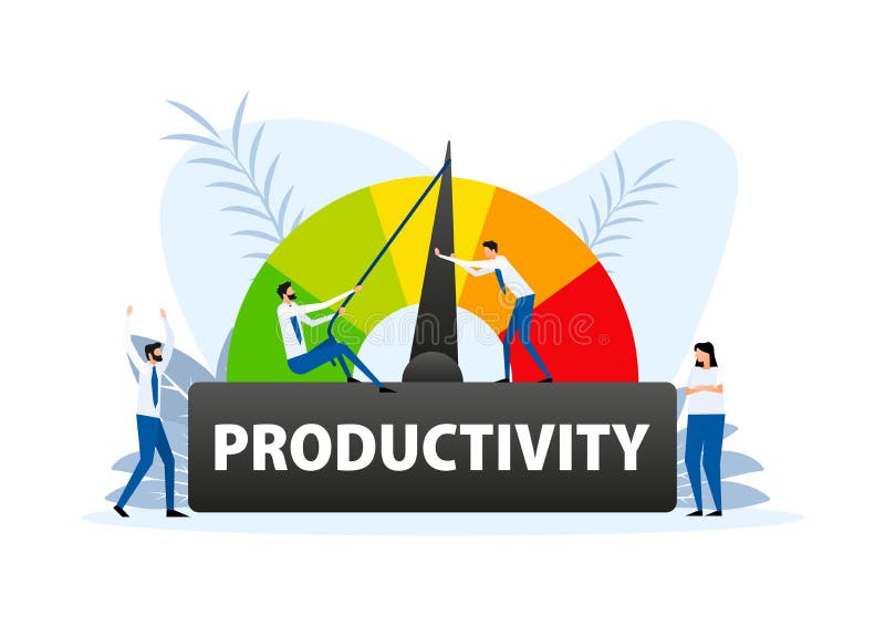 Productivity level meter. Productivity speedometer. Average risk meter. royalty free illustration