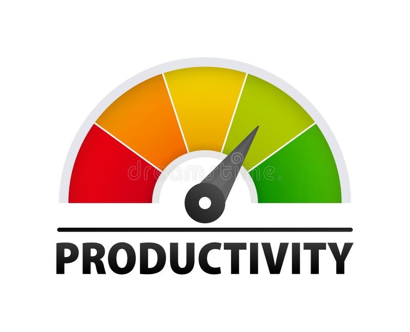 Productivity level meter. Productivity speedometer. Average risk meter. royalty free illustration