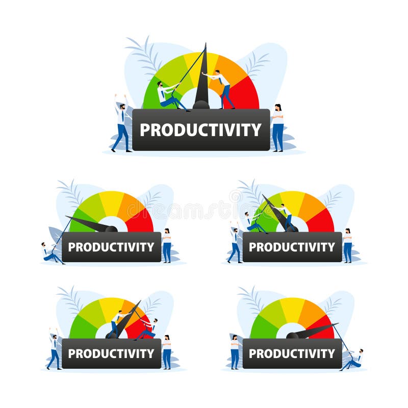 Productivity level meter. Tracking and Improving Your Efficiency for Maximum Results vector illustration