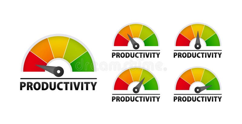 Productivity level meter. Tracking and Improving Your Efficiency for Maximum Results. Vector illustration