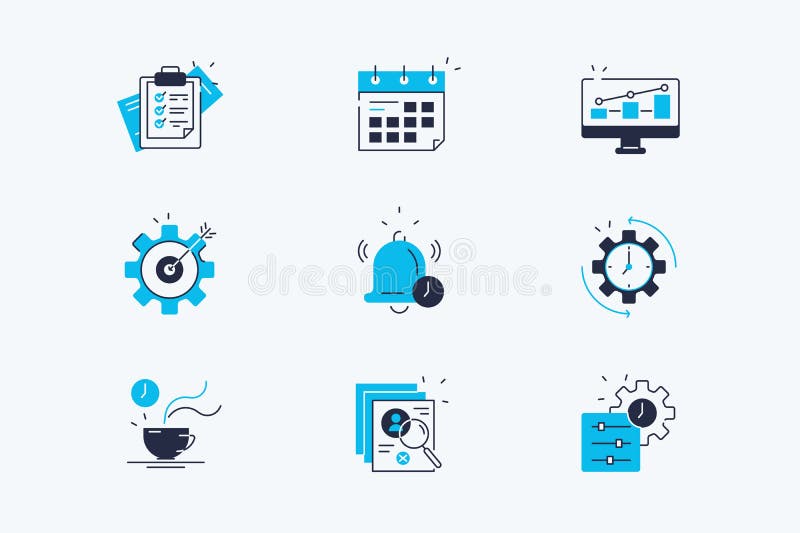 Productivity line icons set