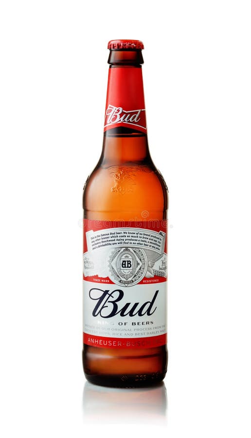 Producto tirado de la botella de cerveza de Budweiser imágenes de archivo libres de regalías