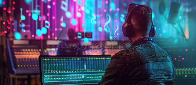 Producător de muzică cu AI în Modern Recording Studio AIG60 stock photos