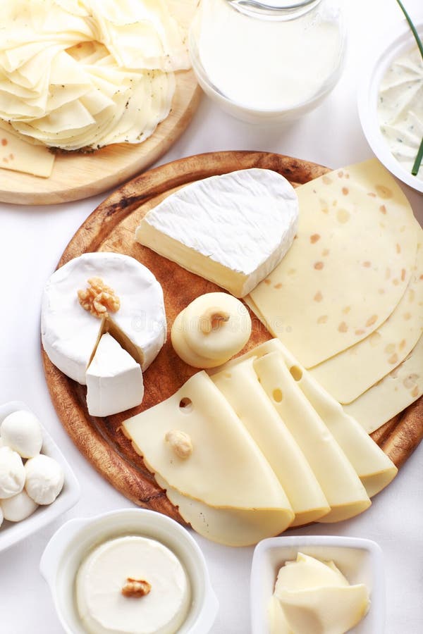 Arrangement of dairy products on a table. Arrangement of dairy products on a table