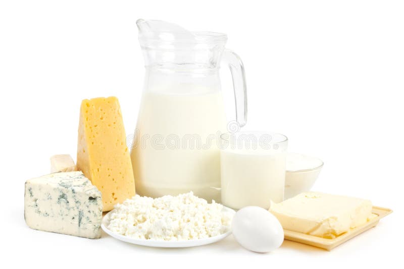 Dairy products isolated on white background. Dairy products isolated on white background