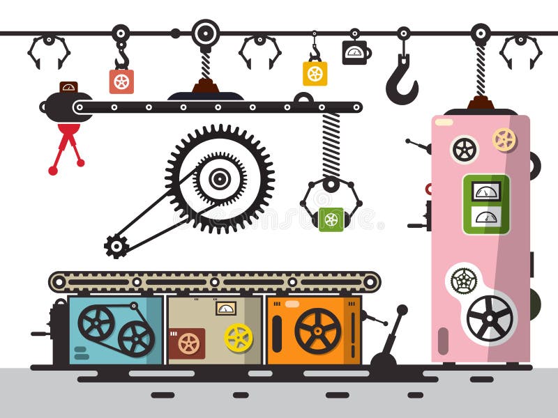 Produktionszweig Fabrik Interion mit Zähnen stock abbildung Produktionszweig Fabrik Interion mit Zähnen stock abbildung
