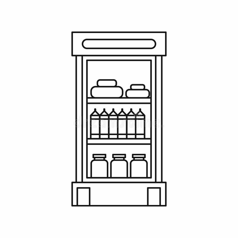 Produkty w supermarket chłodziarki ikonie royalty ilustracja Produkty w supermarket chłodziarki ikonie royalty ilustracja