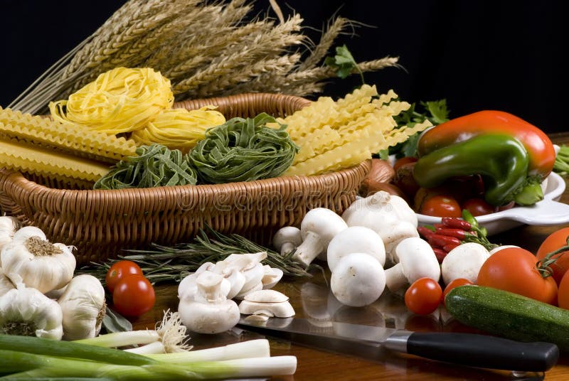 All the fresh ingedients for making great pasta. All the fresh ingedients for making great pasta