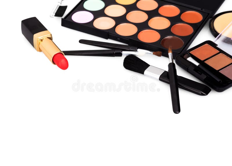 Produtos cosméticos da composição no fundo branco isolado fotos de stock royalty free Produtos cosméticos da composição no fundo branco isolado fotos de stock royalty free