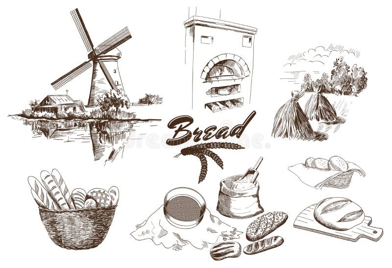 Produtos da padaria ilustração royalty free Produtos da padaria ilustração royalty free