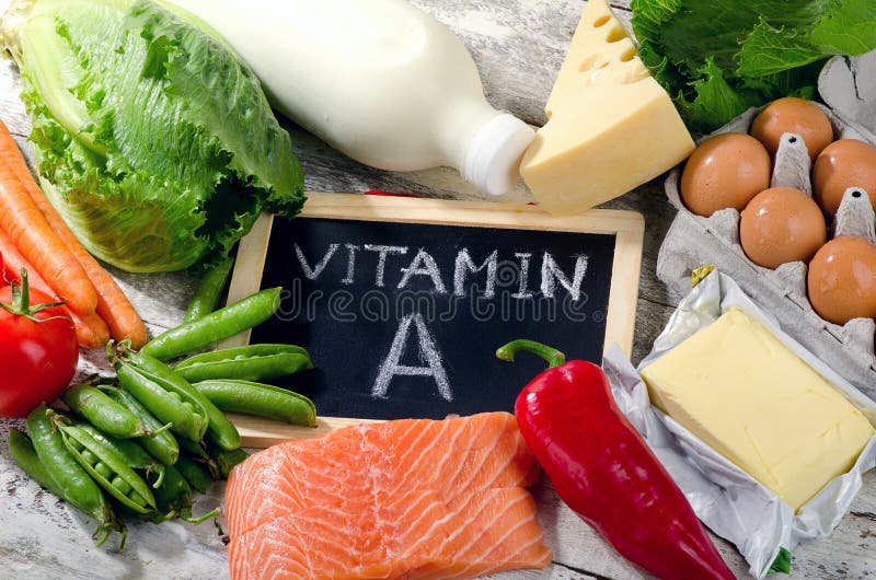 Natural products rich in vitamin A. View from above. Natural products rich in vitamin A. View from above